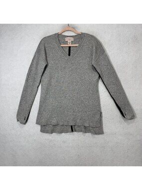 Philosophy Cashmere Sweater Tunic Womens Large Gray V Neck 100% Cashmere Knit
